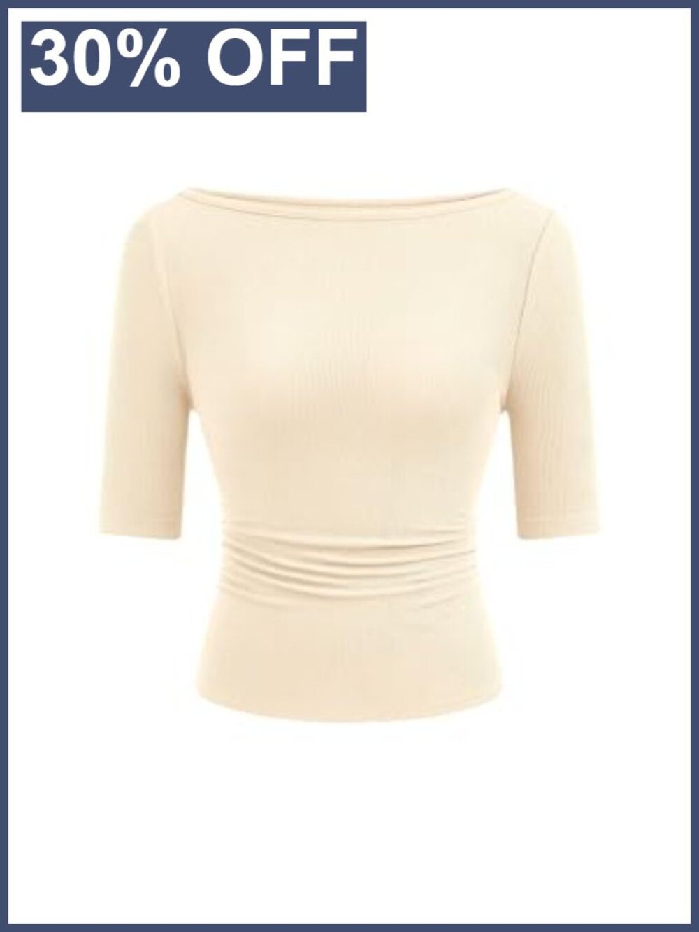 PRETTYGARDEN Boat Neck Short Sleeve Ribbed Knit Slim Fit T-Shirt